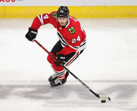 Pius Suter #24, Chicago Blackhawks (Photo by Jonathan Daniel/Getty Images)