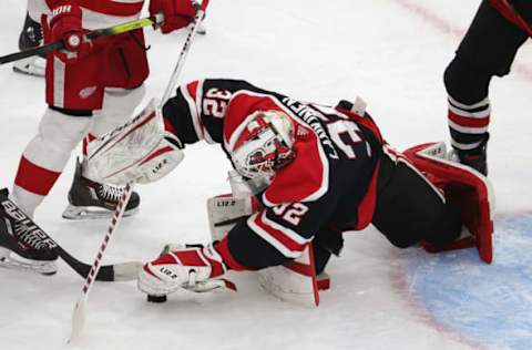 Kevin Lankinen #32, Chicago Blackhawks Photo by Jonathan Daniel/Getty Images)