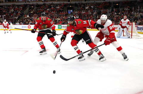 Jujhar Khaira #16, Chicago Blackhawks (Photo by Stacy Revere/Getty Images)