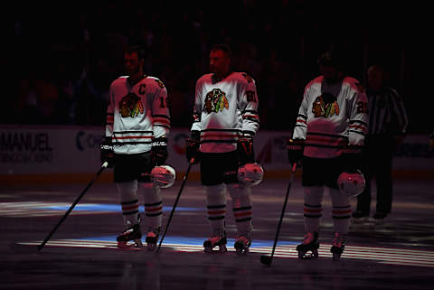 ANAHEIM, CA – MAY 25: (L-R) Jonathan Toews