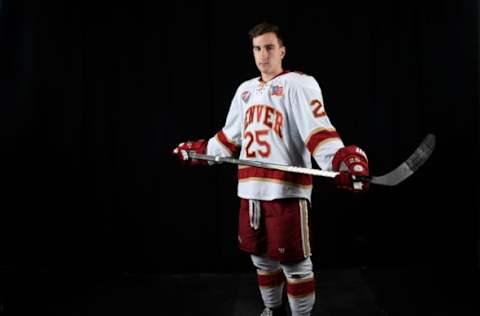 DENVER, CO – SEPTEMBER 26: Denver University defenseman Blake Hillman September 26, 2017. (Photo by Andy Cross/The Denver Post via Getty Images)