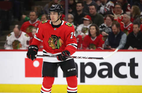 Nicolas Beaudin #74, Chicago Blackhawks (Photo by Jonathan Daniel/Getty Images)