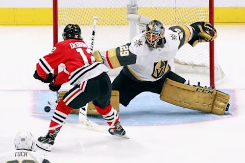 Alex DeBrincat #12, Chicago Blackhawks (Photo by Jeff Vinnick/Getty Images)