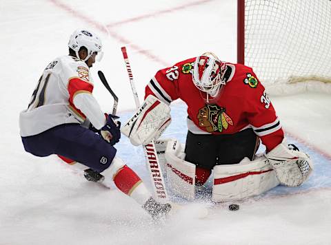 Kevin Lankinen, Chicago Blackhawks (Photo by Jonathan Daniel/Getty Images)