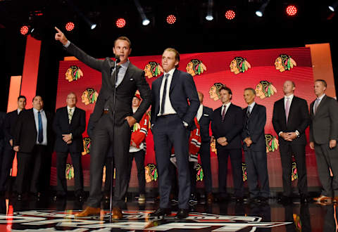 Patrick Kane, Jonathan Toews, Chicago Blackhawks Mandatory Credit: David Banks-USA TODAY Sports