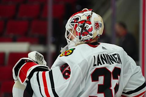 Kevin Lankinen #32, Chicago Blackhawks Mandatory Credit: James Guillory-USA TODAY Sports