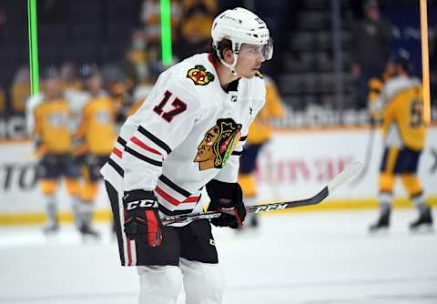 Dylan Strome #17, Chicago Blackhawks Mandatory Credit: Christopher Hanewinckel-USA TODAY Sports