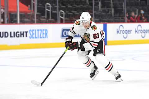 Riley Stillman #61, Chicago Blackhawks Mandatory Credit: Tim Fuller-USA TODAY Sports