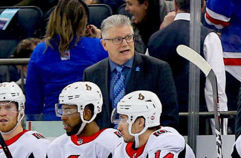 Apr 3, 2019; New York, NY, USA; Ottawa Senators head coach Marc Crawford looks on during the second period against the New York Rangers at Madison Square Garden. Mandatory Credit: Andy Marlin-USA TODAY Sports