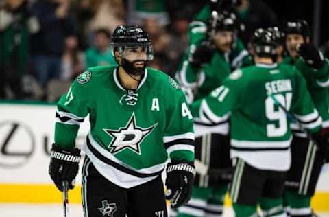 Nov 3, 2016; Dallas, TX, USA; Dallas Stars defenseman Johnny Oduya (47) during the game against the St. Louis Blues at the American Airlines Center. The Stars beat the Blues 6-2. Mandatory Credit: Jerome Miron-USA TODAY Sports