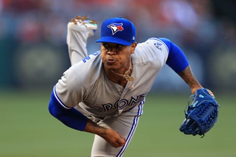 ANAHEIM, CA – JUNE 23: Marcus Stroman #6 of the Toronto Blue Jays pitches during the first inning of a game against the Los Angeles Angels of Anaheim at Angel Stadium on June 23, 2018 in Anaheim, California. (Photo by Sean M. Haffey/Getty Images)