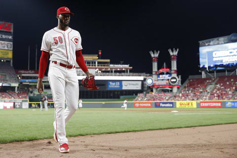 CINCINNATI, OH – AUGUST 13: Amir Garrett #50 of the Cincinnati Reds walks off the field after giving up four runs. (Photo by Joe Robbins/Getty Images)