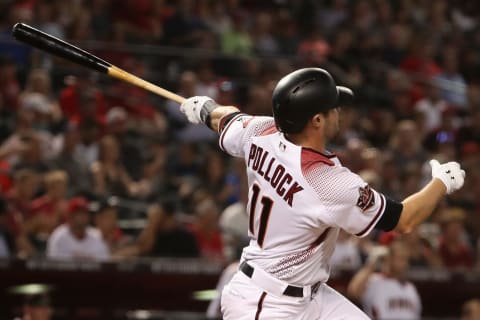 PHOENIX, AZ – AUGUST 22: A.J. Pollock #11 of the Arizona Diamondbacks bats against the Los Angeles Angels during the MLB game at Chase Field on August 22, 2018 in Phoenix, Arizona. The Diamondbacks defeated the Angels 5-1. (Photo by Christian Petersen/Getty Images)