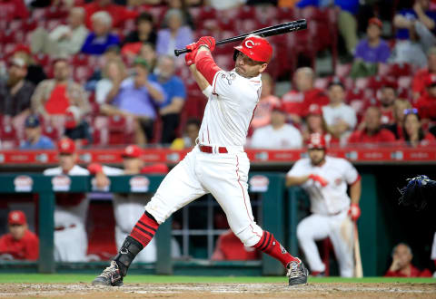 CINCINNATI, OH – SEPTEMBER 26: Joey Votto #19 of the Cincinnati Reds hits a single in the ninth inning against the Kansas City Royals at Great American Ball Park on September 26, 2018 in Cincinnati, Ohio. (Photo by Andy Lyons/Getty Images)