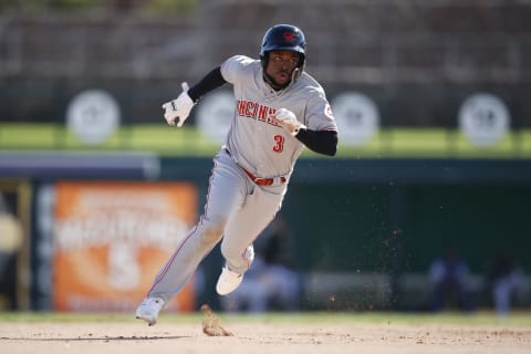 PHOENIX, AZ – OCTOBER 16: Alfredo Rodriguez #3 of the Scottsdale Scorpions and Cincinnati Reds in action during the 2018 Arizona Fall League. (Photo by Joe Robbins/Getty Images)