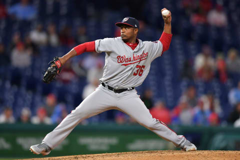 PHILADELPHIA, PA – APRIL 10: Tony Sipp #36 of the Washington Nationals delivers a pitch in the seventh inning against the Philadelphia Phillies at Citizens Bank Park on April 10, 2019 in Philadelphia, Pennsylvania. (Photo by Drew Hallowell/Getty Images)