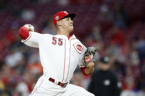 CINCINNATI, OH – APRIL 23: Robert Stephenson #55 of the Cincinnati Reds pitches in the sixth inning against the Atlanta Braves at Great American Ball Park on April 23, 2019 in Cincinnati, Ohio. The Reds defeated the Braves 7-6. (Photo by Joe Robbins/Getty Images)