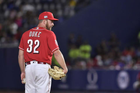 MONTERREY, MEXICO – APRIL 13: Zach Duke, relieve pitcher of the Cincinnati Reds, prepares to pitch on the eight inning of the game between the Cincinnati Reds and the St. Louis Cardinals at Estadio de Beisbol Monterrey on April 13, 2019 in Monterrey, Nuevo Leon. (Photo by Azael Rodriguez/Getty Images)