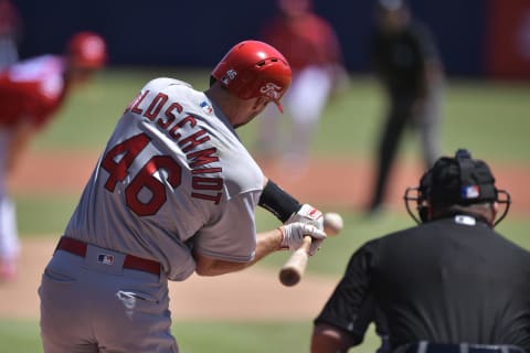 MONTERREY, MEXICO – APRIL 14: Paul Goldschmidt #46 of the St. Louis Cardinals at bat on the first inning of the second game of the Mexico Series between the Cincinnati Reds and the St. Louis Cardinals. (Photo by Azael Rodriguez/Getty Images)