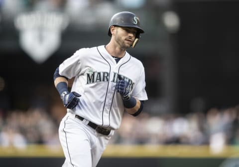 SEATTLE, WA – MAY 13: Mitch Haniger #17 of the Seattle Mariners rounds the bases after hitting a solo home run off of starting pitcher Mike Fiers #50 of the Oakland Athletics during the first inning of a game at T-Mobile Park on May 13, 2019 in Seattle, Washington. (Photo by Stephen Brashear/Getty Images)