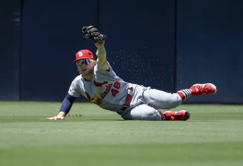 SAN DIEGO, CA – JUNE 30: Harrison Bader #48 of the St. Louis Cardinals (Photo by Denis Poroy/Getty Images)