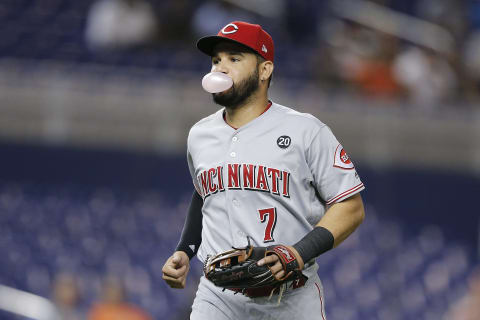 MIAMI, FLORIDA – AUGUST 27: Eugenio Suarez #7 of the Cincinnati Reds (Photo by Michael Reaves/Getty Images)