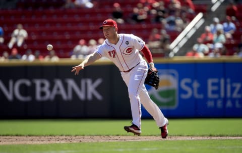 CINCINNATI, OHIO – SEPTEMBER 05: Josh VanMeter #17 of the Cincinnati Reds (Photo by Andy Lyons/Getty Images)