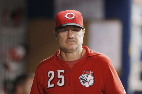 MIAMI, FLORIDA – AUGUST 29: Manager David Bell #25 of the Cincinnati Reds looks on. (Photo by Michael Reaves/Getty Images)