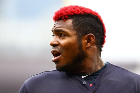 MINNEAPOLIS, MINNESOTA – SEPTEMBER 08: Yasiel Puig #66 of the Cleveland Indians looks on in the fourth inning against the Minnesota Twins during the game at Target Field on September 08, 2019 in Minneapolis, Minnesota. The Indians defeated the Twins 5-2. (Photo by David Berding/Getty Images)