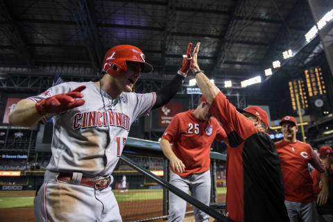 PHOENIX, ARIZONA – SEPTEMBER 13: Josh VanMeter #17 of the Cincinnati Reds (Photo by Jennifer Stewart/Getty Images)