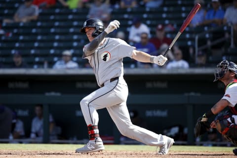 MESA, AZ – OCTOBER 14: Tyler Stephenson #36 of the Glendale Desert Dogs (Cincinnati Reds) (Photo by Joe Robbins/Getty Images)