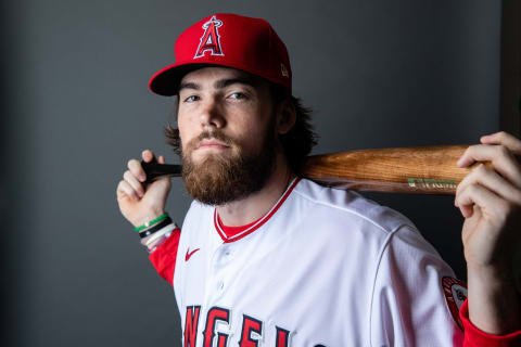 TEMPE, ARIZONA – FEBRUARY 18: Brandon Marsh #89 of the Los Angeles Angels poses for a photo during Photo Day. (Photo by Jennifer Stewart/Getty Images)