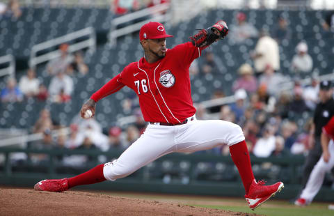 GOODYEAR, ARIZONA – FEBRUARY 23: Starting pitcher Vladimir Gutierrez #76 of the Cincinnati Reds throws. (Photo by Ralph Freso/Getty Images)