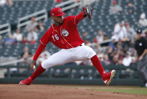 GOODYEAR, ARIZONA – FEBRUARY 23: Starting pitcher Vladimir Gutierrez #76 of the Cincinnati Reds (Photo by Ralph Freso/Getty Images)