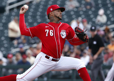 GOODYEAR, ARIZONA – FEBRUARY 23: Starting pitcher Vladimir Gutierrez #76 of the Cincinnati Reds (Photo by Ralph Freso/Getty Images)