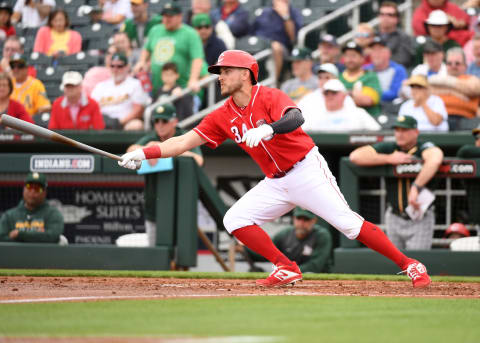 GOODYEAR, ARIZONA – FEBRUARY 28: Mark Payton #34 of the Cincinnati Reds (Photo by Norm Hall/Getty Images)