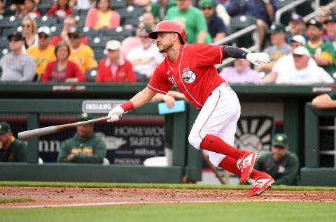 GOODYEAR, ARIZONA – FEBRUARY 28: Mark Payton #34 of the Cincinnati Reds (Photo by Norm Hall/Getty Images)