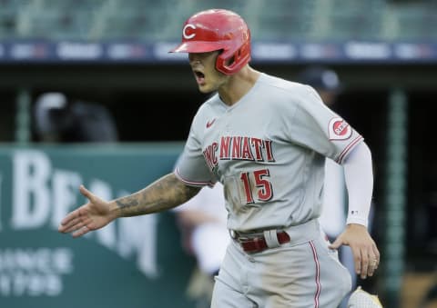 DETROIT, MI – AUGUST 2: Nick Senzel #15 of the Cincinnati Reds celebrates as he scores on a single. (Photo by Duane Burleson/Getty Images)