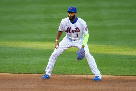 NEW YORK, NEW YORK – AUGUST 08: Amed Rosario #1 of the New York Mets in action. (Photo by Mike Stobe/Getty Images)