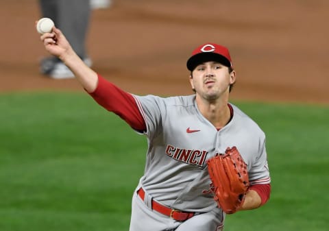 MINNEAPOLIS, MINNESOTA – SEPTEMBER 25: Tyler Mahle #30 of the Cincinnati Reds delivers a pitch. (Photo by Hannah Foslien/Getty Images)