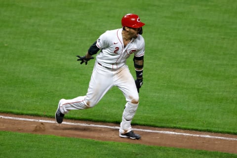 CINCINNATI, OH – APRIL 5: Nick Castellanos #2 of the Cincinnati Reds reacts after his solo home run. (Photo by Kirk Irwin/Getty Images)