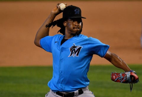 MIAMI, FLORIDA – JULY 16: Jose Urena #62 of the Miami Marlins delivers a pitch during an intrasquad game. The Reds could pursue Urena this winter. (Photo by Mark Brown/Getty Images)