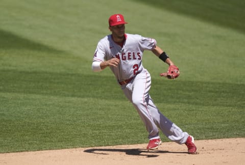 OAKLAND, CALIFORNIA – JULY 27: Andrelton Simmons #2 of the Los Angeles Angels reacts to a ground ball. (Photo by Thearon W. Henderson/Getty Images)