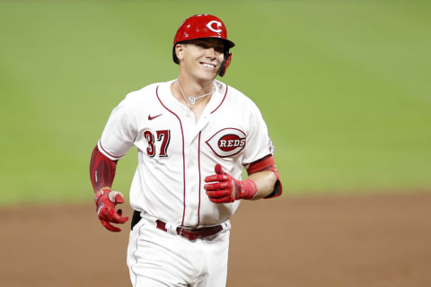 CINCINNATI, OH – JULY 27: Tyler Stephenson #37 of the Cincinnati Reds rounds the bases after hitting a solo home run. (Photo by Joe Robbins/Getty Images)