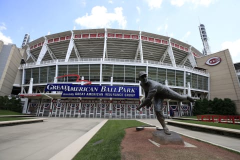 CINCINNATI, OHIO – AUGUST 15: An exterior view of Great American Ball Park the venue for the Cincinnati Reds(Photo by Andy Lyons/Getty Images)