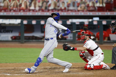 CINCINNATI, OH – AUGUST 11: Jorge Soler #12 of the Kansas City Royals bats during a game against the Cincinnati Reds. (Photo by Joe Robbins/Getty Images)