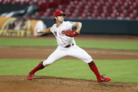 CINCINNATI, OH – AUGUST 11: Lucas Sims #39 of the Cincinnati Reds pitches. (Photo by Joe Robbins/Getty Images)