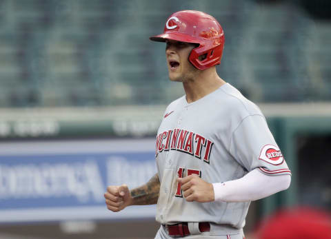 DETROIT, MI – AUGUST 2: Nick Senzel #15 of the Cincinnati Reds celebrates as he scores on a single.(Photo by Duane Burleson/Getty Images)