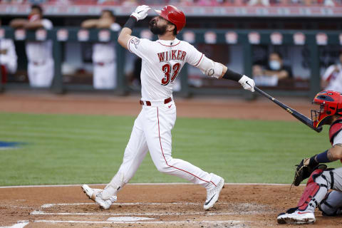 CINCINNATI, OH – AUGUST 31: Jesse Winker #33 of the Cincinnati Reds bats during a game against the St Louis Cardinals. (Photo by Joe Robbins/Getty Images)