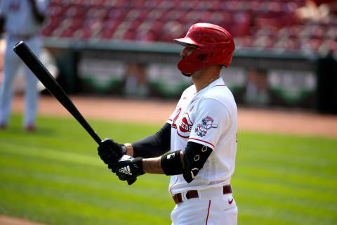 CINCINNATI, OH – AUGUST 30: Nicholas Castellanos #42 of the Cincinnati Reds prepares to bat. (Photo by Kirk Irwin/Getty Images)